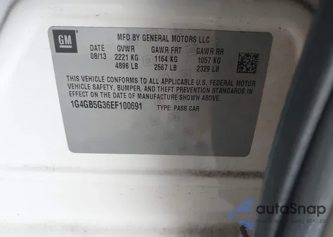 2014 Buick Lacrosse Leather Group z USA, uszkodzony, nr VIN 1G4GB5G36EF100691